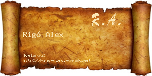 Rigó Alex névjegykártya